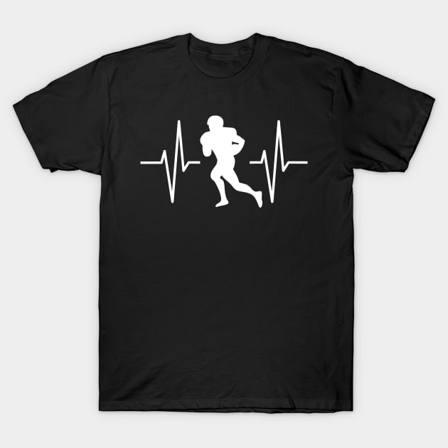 Football Player Heartbeat Football Player Gift T-Shirt by StacysCellar